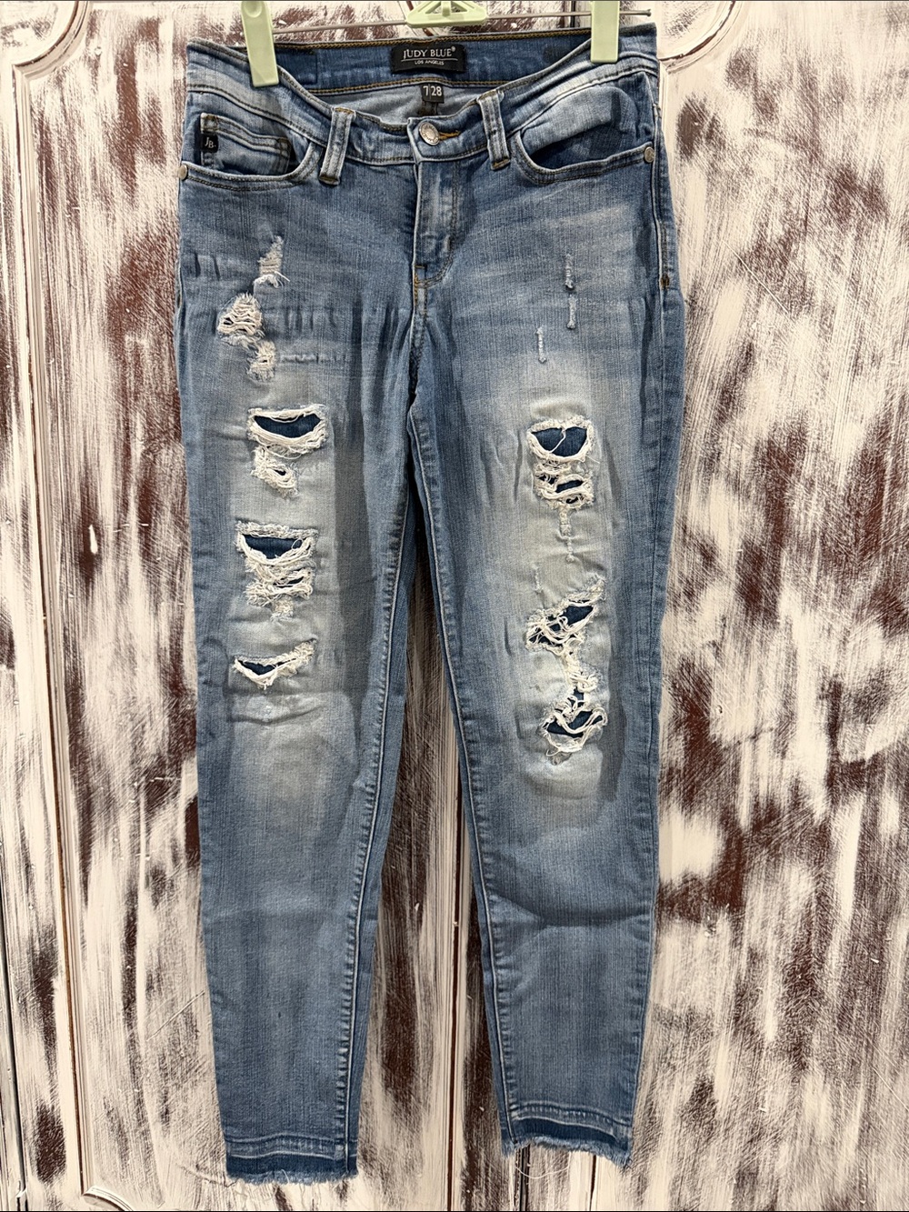 Judy Blue Light Blue Distressed Skinny Jeans